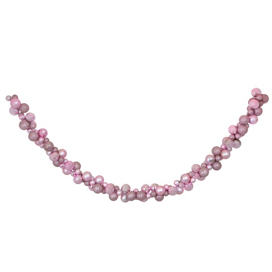Northlight 3-Finish Shatterproof Ball Christmas Garland - 6' x 3.5" - Pink - Unlit